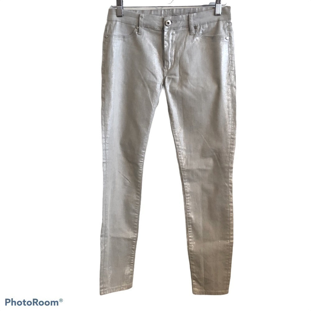BLANKNYC Silver Metallic Skinny Jeans